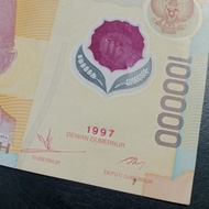 Uang Kuno Polymer 100000 Rupiah Mawar Tahun 1997 (VF+)