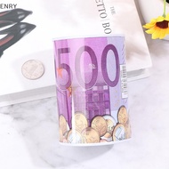 EN Tinplate Cylinder Piggy Bank Euro Dollar Picture Box Household Saving Money Box SG