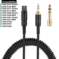 Mini XLR 3-Pin Replacement Spring Cable Cord For AKG K371 M220 K141 K171 K240 K271 Studio MKII K245 