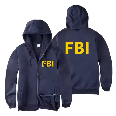 fashion Zipper Men women Hoodies Sweatshirts FBI Print sport hip hop Casual Zip Up Unisex Long Sleev