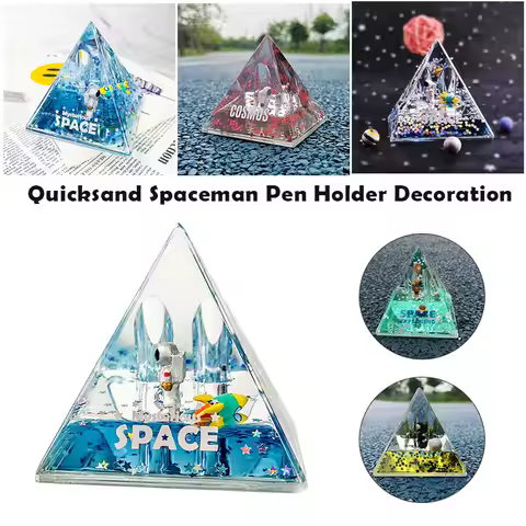 Liquid Quicksand Pyramid Pen Pencil Container Holder Mysterious Space Acrylic Pyramid Acrylic Resin 