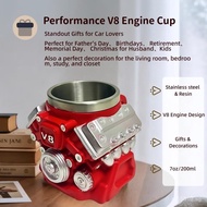 V8 Engines Stainless Steel Cup,Personalized Coffee Mug with Insulated Handle,Perfect for Car Lovers 