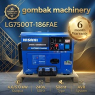 HISAKI LG7500T-186FAE Silent Diesel Generator (4.6kW / 5.0kW) 6 MONTH LOCAL WARRANTY