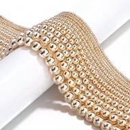 1 ชิ้น เม็ดบีสโลหะ KC Gold ฮีมาไทต์รูปทรงกลม ขนาดผสม 2/3/4/6/8/10 มม. แฟชั่นอเนกประสงค์ โลหะแบบวัยรุ