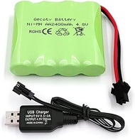Gecoty® 4.8 V Battery, 2400 mAh Rechargeable AA NiMH 4.8 V Battery Pack RC Car Battery with SM Plug