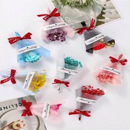 Bó hoa nhân tạo mini 5/1, gồm 1 bông hồng giả, hoa baby star nhân tạo, giấy gói hoa, hoa xà phòng bấ