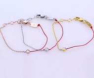 Redline 半邊紅繩單鑽手鍊 玫瑰金/金色/銀色可選