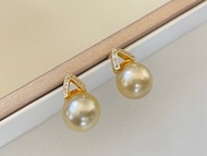 金珠 天然海水珍珠 南洋金珠  純銀 耳環 耳針