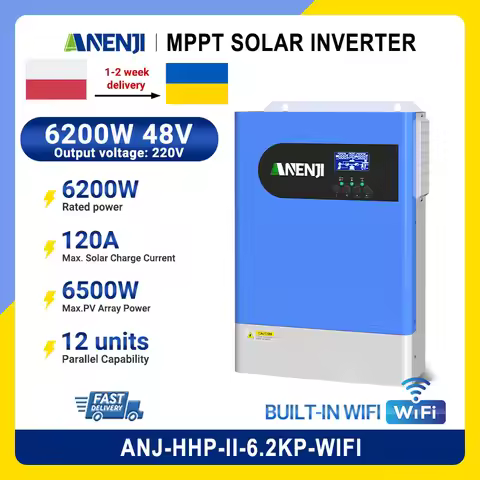 ANENJI 6.2KW parallel solar inverter pure sine off grid+grid connected solar inverter ANJ-HHP-II-6.2