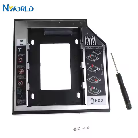Plastic Aluminum SATA 3.0 2nd HDD Caddy 9.5/12.7mm for 2.5" 1TB SSD HDD Case Enclosure +LED For Note