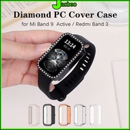 Diamond Bling PC Case for Xiaomi Mi Band 9 Active Hollow Anti Gores Screen Protector Bumper Cover fo