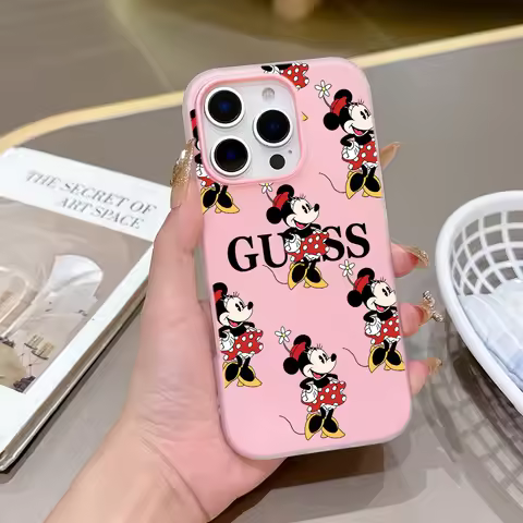 Deluxe Cartoon Minnies Mouse Shockproof Silicone Matte Candy Color 2 in 1 Phone Case for iPhone 17 A