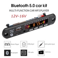 Wireless Bluetooth 5.0 Decoder Board Module DC 5V 12V Color LCD Screen MP3 WAV WMA FLAC APE Audio Decoding Player Support USB TF Card FM Radio 3.5mm AUX Input Car Kit With Remote Control