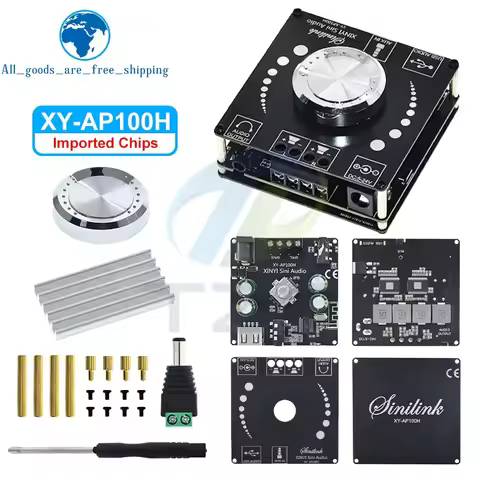 XY-AP100H 100W+100W Dual TPA3116D2 Bluetooth 5.0 Stereo Audio Digital Power Audio Amplifier Board AM