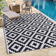 1pc 8x10 Ft Waterproof Outdoor Rug, Plastic Woven Reversible Rug, Modern Carpet For RV, Patio, Backy