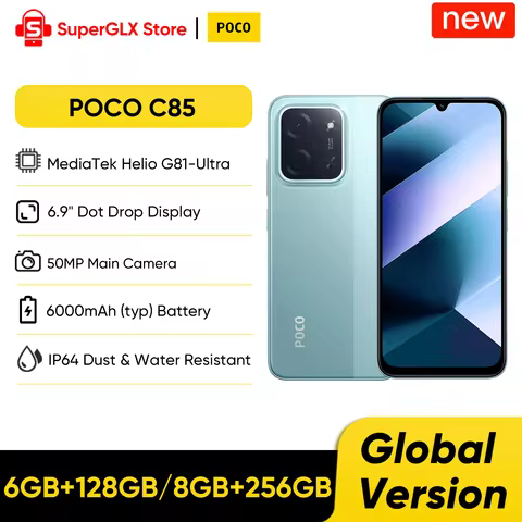 Original POCO C85 Global Version Smartphone MTK Helio G81-Ultra 6000mAh Battery 6.9" Display 50MP Ca