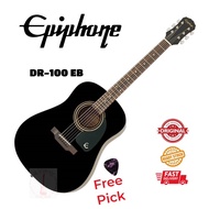 EPIPHONE DR-100EB 41” Dreadnaught Acoustic Guitar Ebony Black Gitar Akustik