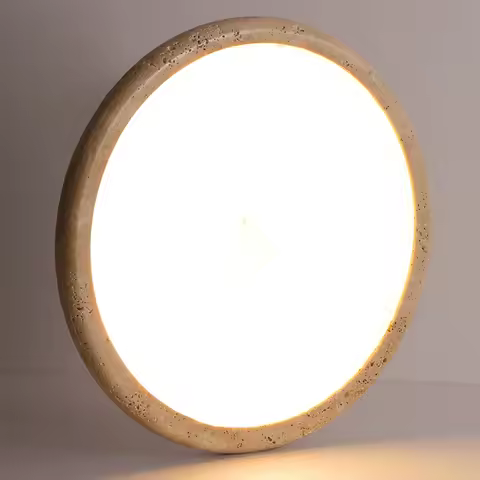 Morden Retro Celling Light Round Shape Natural Yellow Cave Stone Light Art Decoration Bedroom Living