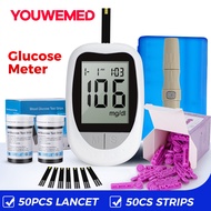 YOUWEMED Blood Glucose Meter Free 50pcs Test Strips and 50pcs Lanctes Glucometer Blood Sugar Test Kit Diabetes
