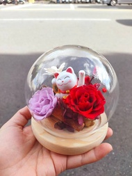 【蕎翎工作室】招財貓玻璃花盅 開幕花禮 招財花禮 招財貓