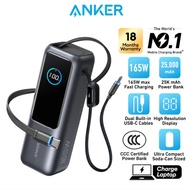 Anker Power Bank 25000mAh 165W Fast Charging Built-in Dual USB C Cable Portable Charger A1695