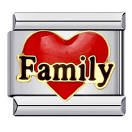 [READY STOCK] Italian Charm Link 9mm Stainless Steel Red Heart FAMILY Gold Letter Nomination Style G