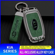 Zinc Alloy Leather Smart Car Key Cover Case For KIA Rio Forte Cerato K3 K5 Optima Soul Sportage Stonic Niro Seltos Sorento Picanto Carnival Grand Sedona Remote Fob Holder Shell Keychain