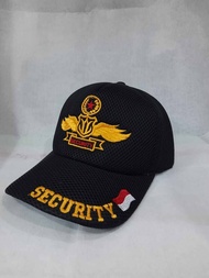 topi security wing satpam hitam bordir kuning