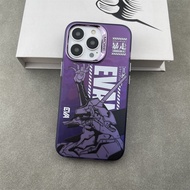 Anime EVA purple electroplating hot silver Phone Case For iPhone 15 Pro Max 14 ProMax 13 12 12Pro 11 Shockproof Phone soft border hard case Mobile phone protective case