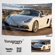 Porsche 718 Boxster Convertible Car Rental Shop Wall Decor Background Poster Hanging Cloth Tapestry