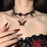 Gothic Style Red Butterfly Necklace