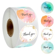 500pcs/Roll Pink Blue Yellow Green Thank You Stickers For Wedding Party Gift Cards Envelope Sealing Label Stickers