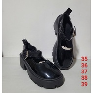 Tri888 Black Leather Shoes Single Buckle
