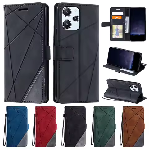 Redmi 12 Case on For Coque Xiaomi Redmi 12 Cover Luxury Flip Wallet Leather Case for Fundas Xiomi Xi