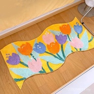 Toilet Anti-slip Absorbent Household Foot Mat Small Fresh Tulip Bathroom Toilet Floor Mat Flocking D