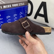 BIRKEN Boston Clogs Uniseks - Sandal Kulit Asli Tapak Gabus untuk Lelaki & Wanita Kasut Selesa Luar 