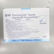 BD PRECISIONGLIDE NEEDLE 23G x 1 tw 100'S (EXP: 8/28) bd needle 23g BD NEEDLE 23G
