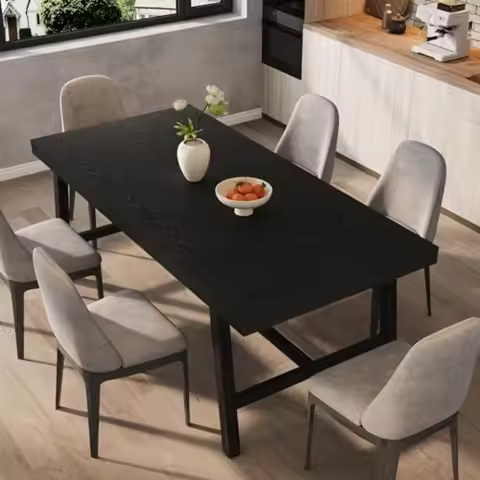 71" 6-8 Person Dining Table, Industrial Kitchen Table