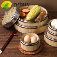 REBUY Bamboo Steamer Bao Buns Dim Sum Steam Basket Woven Bamboo Chinese Gift Idea Food Steamer