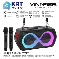 VINNFIER TANGO XT6000 WMU PORTABLE KARAOKE BLUETOOTH SPEAKER 300W / PARTY LIGHTS EFECTS / 2 UHF WIRE