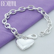 DOTEFFIL 925 Sterling Silver Smooth Heart Photo Frame Pendant Bracelet For Woman Charm Wedding Engagement Party Fashion Jewelry