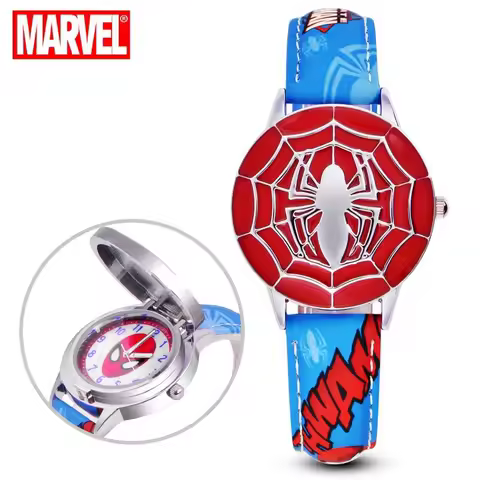 Spiderman Watches Boys Avenger Alliance Animation Cartoon Captain America Children Watch Leather Stu