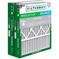 Filterbuy 20x25x5 Air Filter MERV 8 Dust Defense (2-Pack), Pleated HVAC AC Furnace Air Filters for H