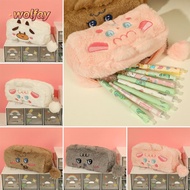 WOLFAY Pencil , Storage Bag Large Capacity Pencil Box,  Portable Girl Cartoon Plush Pencil Cases Stu