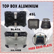ALUMINIUM TOP BOX TANKER X PREMIUM SIZE 45L 55L 65L LITER CAN FIX GIVI KAPPA MONORACK MOTOR YAMAHA H