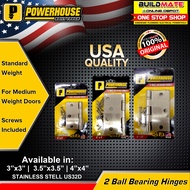 POWERHOUSE Stainless Steel 2 Ball Bearing Door Hinges Heavy Duty Bisagra  3" |  3.5" |  4" - BUILDMA