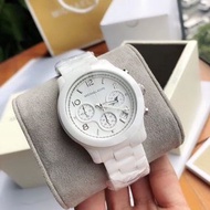 代購 Michael Kors女錶 黑色白色陶瓷MK手錶 時尚潮流陶瓷三眼計時石英錶 MK5162 MK5161