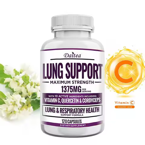 Lung Support Supplement for Lung Cleanse & Detox, with Quercetin Bromelain Vitamin C & Cordyceps for