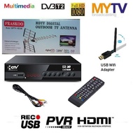 (Free Wifi Adapter) MYTV Myfreeview HDTV DVB T2 MYTV DIGITAL TV DECODER with 17 Element UHF MYTV HD9E Antenna with 20m Cable