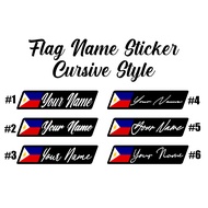 2pcs Flag Name Decal Sticker (cursive style font), Waterproof, Personalized